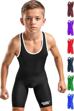 Exxact Sports Plain Youth Wrestling Singlet For Boys, Premium Powerlifting... 
