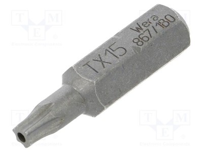 Bit T15H Torx mit Sicherung L. ges: 25mm