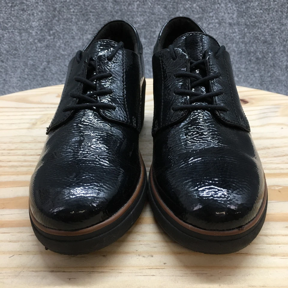 Clarks Shoes Womens 8 M Mazy Hyannis Wedge Oxford 26154849 Black Patent Leather - Image 4 of 4