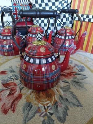 MacKenzie-Childs  Kilted Tea Kettle Colkective With Courtly Check