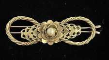 Vintage Gold Tone Rope  Floral Design Metal Hair Clip Barrette