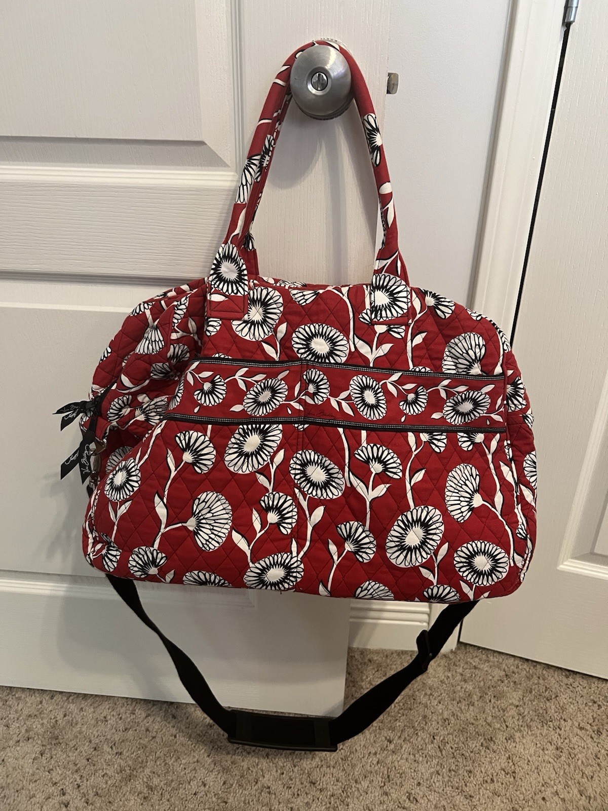 Duffel Bag Retired Deco Daisy Red Floral Houndstooth