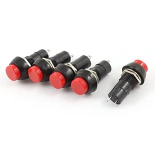 AC 250V 3A Red Cap SPST Latching Push Button Switch 5 Pcs