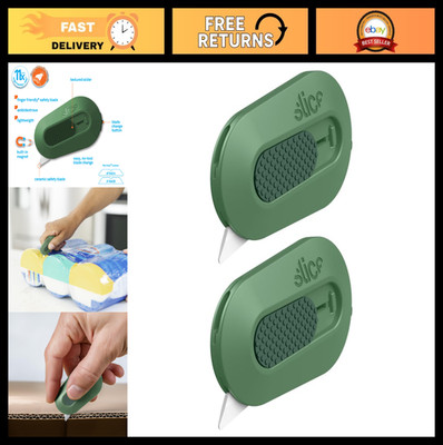 Mini Box Cutter 2 Pack | Manual Retracting Ceramic Blade | Safe & Durable Box Op