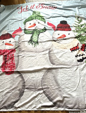 LET IT SNOW - Snowman Trio with CARDINAL Fabric Shower Curtain