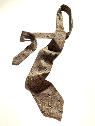 GIANNI VERSACE Vintage '90s Baroque Acanthus Tie Grids Art Nouveau Italy Gray image 5
