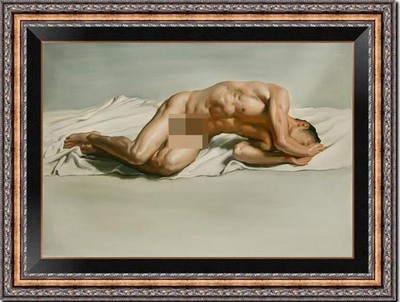 Hand-painted oil painting art young male nude man on canvas 24''X36''