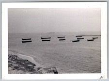 Vtg B&W Snapshot Boats On Foggy Shoreline 1940s