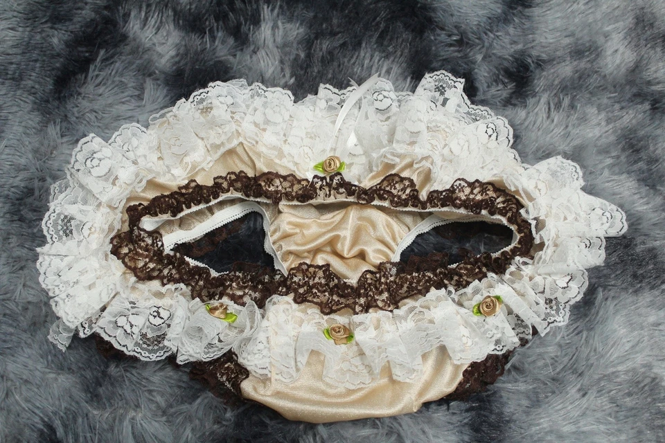 Calcinha de biquíni de náilon marrom tão fofa estilo vintage 3XL/Elástico W.25-46" #A24 - Imagem 4 de 4