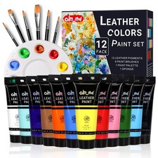 Colorful Acrylic Leather Paint Kit - 12 Pack 2.5oz for Shoes, Bags, Jackets  DI