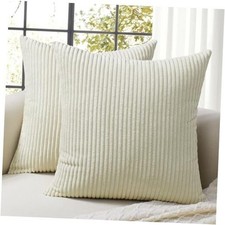 Throw Pillow Covers 18 x 18, Set of 2 - Decorative 18" x 18" Pack of 2 Cream