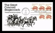 STAGECOACH 1890s TRANSPORTATION COIL STRIP 1982 UNKNOWN CACHET FDC UNADDR