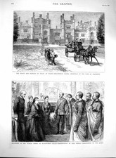 Original Old Antique Print 1880 Prince Wales Truro Tregothnan Castle Ugand 19th