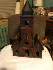 VINTAGE HAND MADE WOOD AND COPPER BUILDING BIRD HOUSE ?