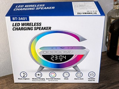 BT-3401 Wireless Charging Portable Speaker Clock Alarm Seven Color Selections