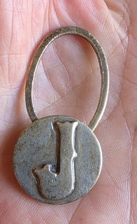 Vintage TOMAS MILLAN Mexico 925 Sterling Silver Letter "J" Key Chain Ring 13g