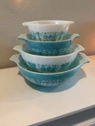 Pyrex Butterprint Amish Cinderella Mixing Bowls Nesting Vtg Complete Set of 4