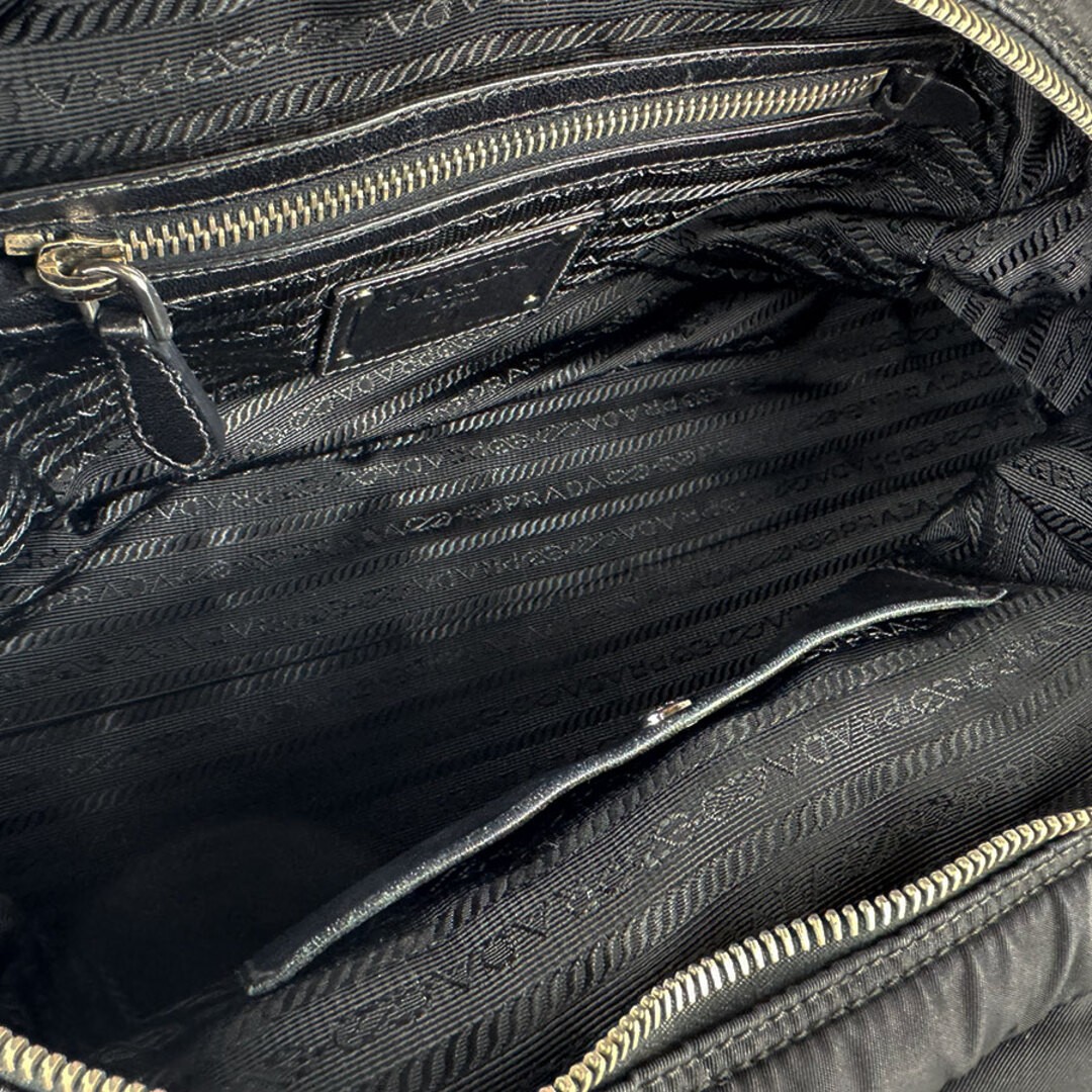 PRADA handbag nylon leather black silver women s  used z7938 thumbnail 5