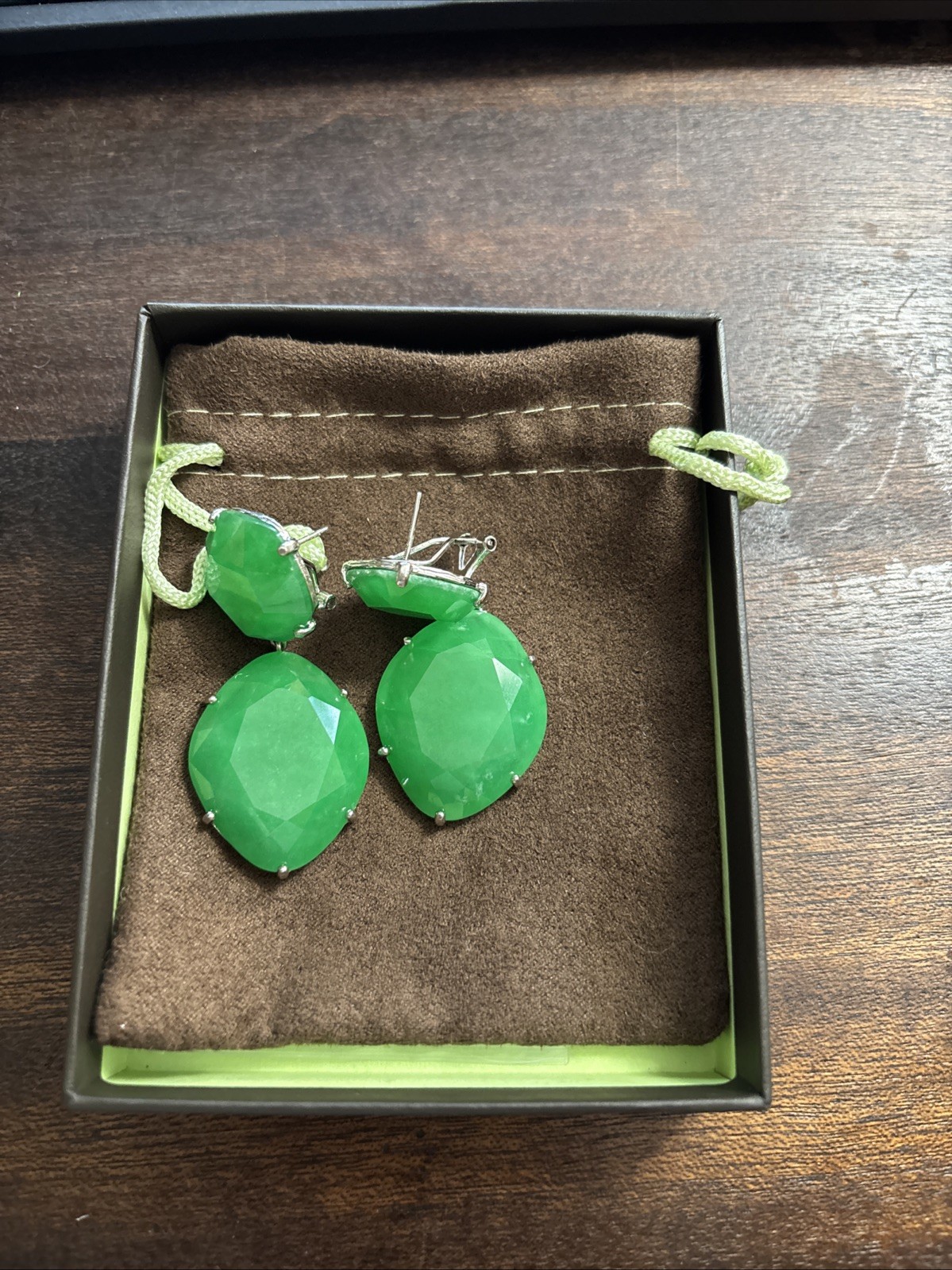 Ross Simons earrings Drop Dangle Statement; Jade … - image 1