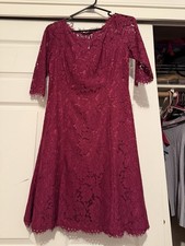 Eliza J Red Scalloped Lace Half Sleeve Dress Size 4 GUC