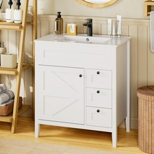 30 inch Bathroom Vanity with Sink White Modern Bathroom Storage Cabinet