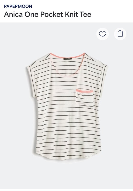 Papermoon Anica Striped Button Back Top Neon Orange Trim White Black XL 