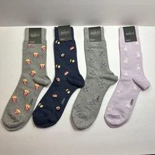 4 pair of  J Crew  Novelty, Socks golf clubs, white bunnies, sashimi , popcorn