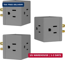 3-Outlet Extender, 3 Pack, Grounded Wall Tap, Adapter Spaced, 3-Prong, Multip