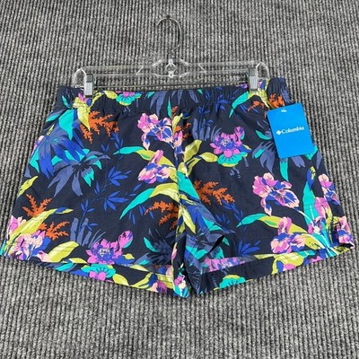 Columbia Sandy River Shorts Womens Size Medium Blue Floral Outdoor Active New