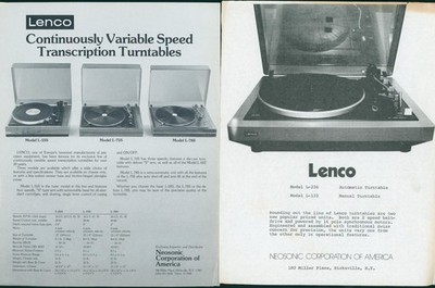 1977 Lenco Turntable Dealer Brochure Lot L55S L75S L78S L236 L133 HiFi Stereo