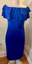 NWT Lauren Ralph Lauren Women's Jersey Off-the-Shoulder Cocktail Dress Blue Sz 2