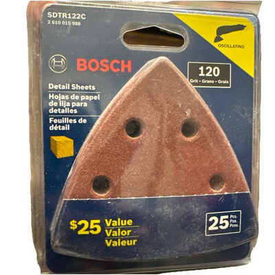 #ad Bosch 120 Grit 25 Pcs Detail Sheets For Oscillating Took And Wood Work SDTR122C $19.99