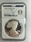 1992-S $1 American Silver Eagle NGC Proof 9.9 (PF69)