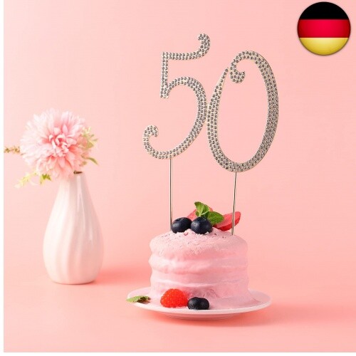 Silberner Kuchendeckel Mit Strasssteinen – Wiederverwendbare Torten-Deko Für Geburtstag & Hochzeit