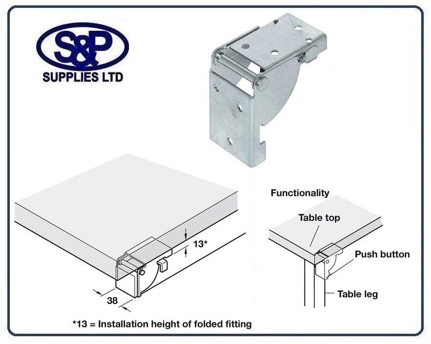 Folding table sales fitting
