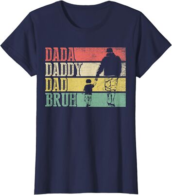 Dada Daddy Dad Bruh Fathers Day Vintage Funny Father Ladies' Crewneck T-Shirt