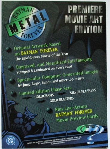 BATMAN FOREVER 1995 Fleer Metal Promo 5" x 7" Premiere Movie Art Edition Sheet - Picture 2 of 2