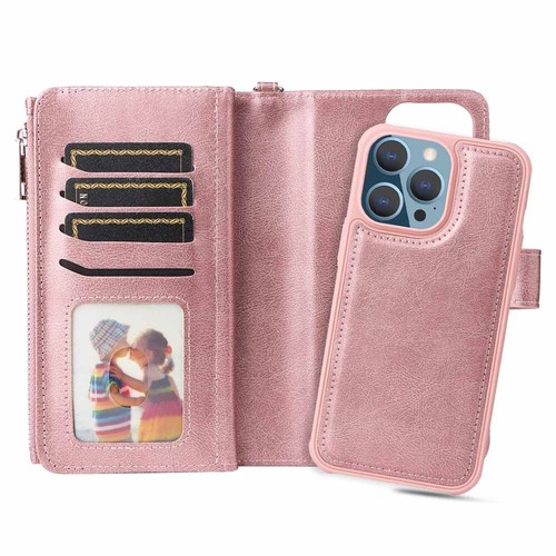 For iPhone 14 13 12 11 7 8 XS XR SE Magnetic Removable Wallet Leather Case Cover - Picture 32 of 49