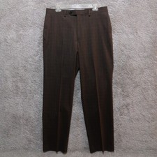 Polo Ralph Lauren Pants Men's 34x32 Brown Dress Slacks Window Pain Plaid VTG