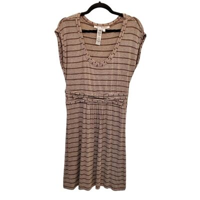 Max Studio Large Rayon Linen Blend Stripe Brown Dress | eBay