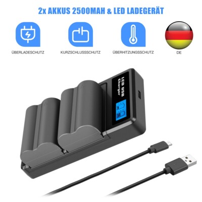 2x BP-511 BP-511A Akku Für Canon EOS 10D 20D 40D 50D D60 300D mit LCD Ladegerät