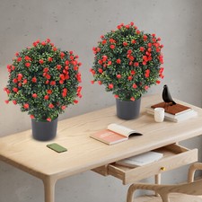2*Artificial Potted Bushes Artificial Potted Plants UV Resistant Potted Plants