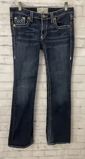 Big Star Liv Size 29L Thick Stitch Stretch Western Blue Jeans