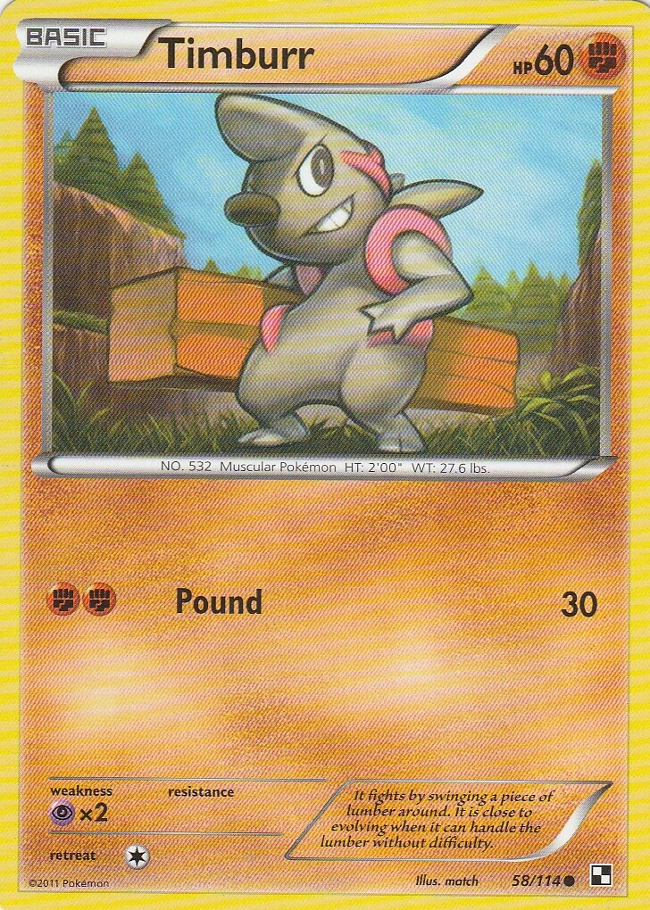 Timburr 58/114 Pokemon Black and White Base