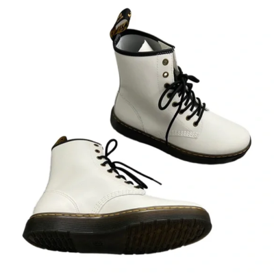 New DR MARTENS White Leather Zavala Lace Up Combat Ankle  display picture 1