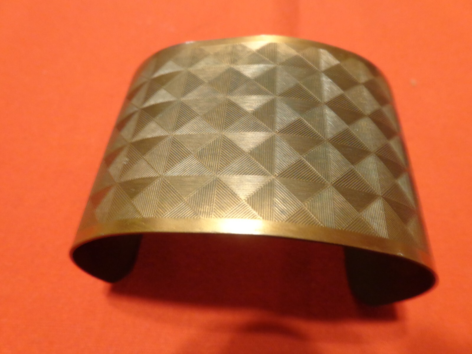 ANTIQUE COPPER BRACELET  TRIANGLE PATTERN GREAT D… - image 1