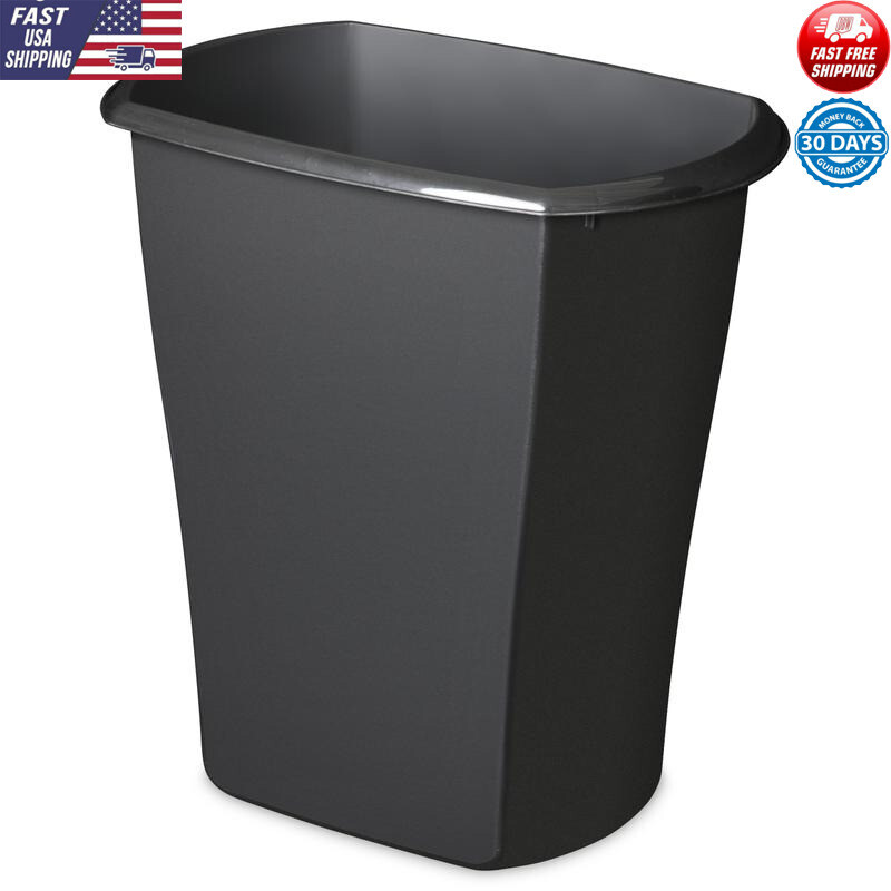 Rectangular 10 Gallon Wastebasket Indoor Use Easy Clean Space Efficient Plastic