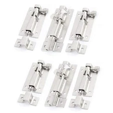 Barrel Bolt Door Latch 2 Inch Sliding Lock Gate Hasp Silver 6 Piece