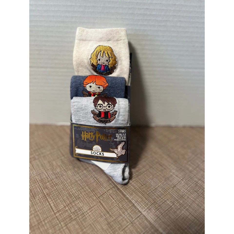 Harry Potter Socks 3 Pairs Character Crew Socks UK 4-8 EUR 37-42 USA 6-10 - Image 3 of 3