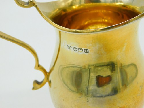 Sterling Silver Gilded Baluster Cream Jug Mid-Century 1959 Sheffield - Picture 3 of 5